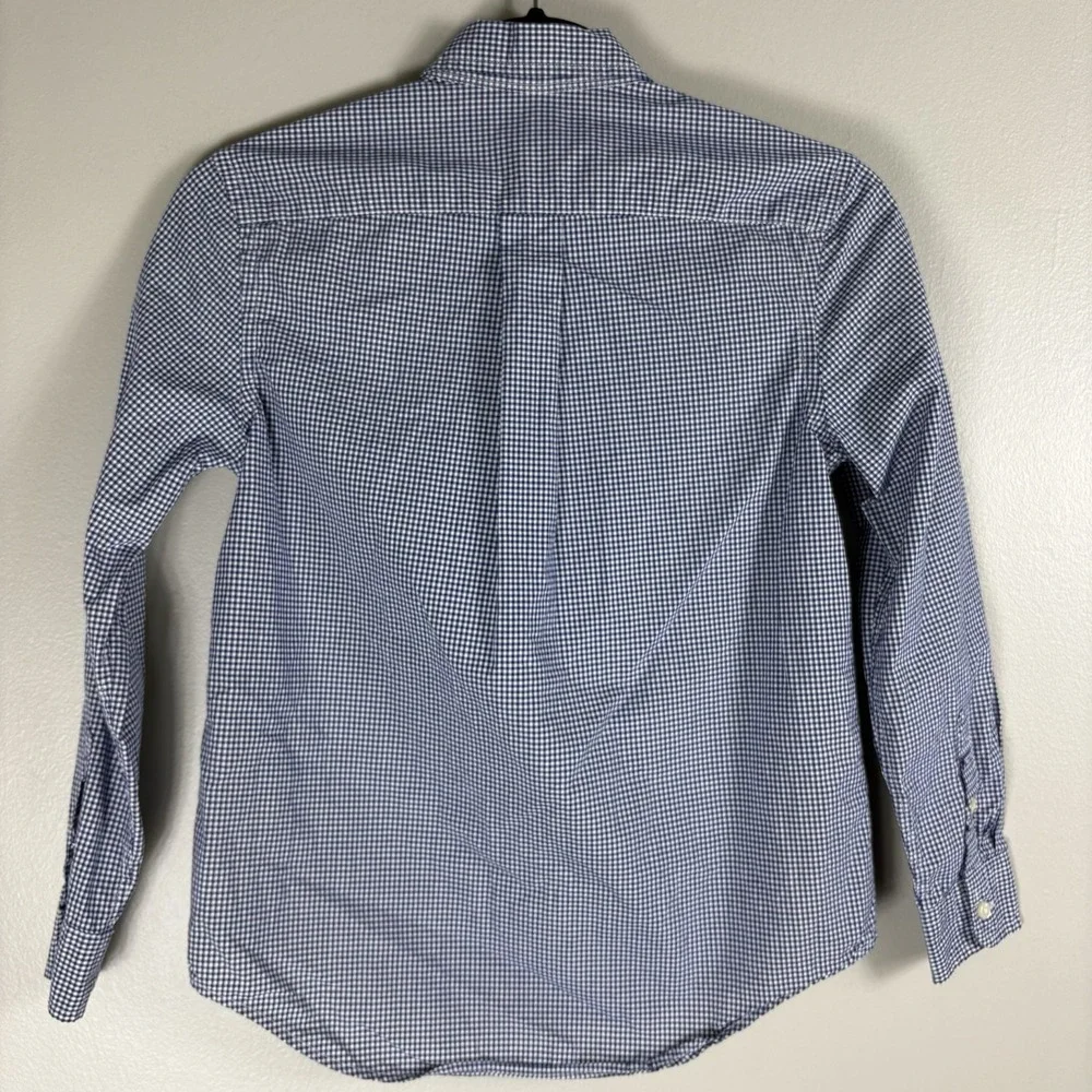 Ralph Lauren Boys 10/12 Blue Gingham Check Button Down‎ Long Sleeve Shirt